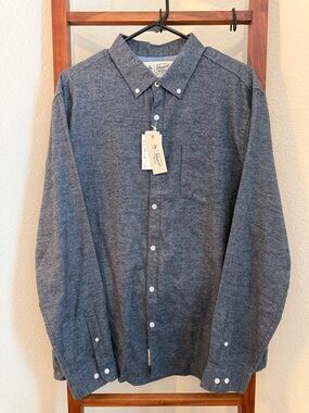 Original Penguin Men's Button-Down Shirt in Heather Navy Sargasso Navy Size XL